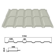 Металлочерепица Каскад МЧ 1054/1154 0,45 ПЭ Серо-белый