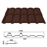 Металлочерепица Каскад МЧ 1054/1154 0,45 МАТИСС Коричневый шоколад