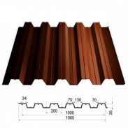 Профилированный лист НС35 Шоколадно-коричневый 0.45мм